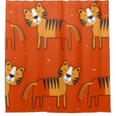 Tijgers, met de hand getrokken achtergrond. Kleurr Douchegordijn (Voorkant)