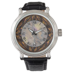 Tijgers Oog Bruin Faux Marmer Polshorloge Horloge