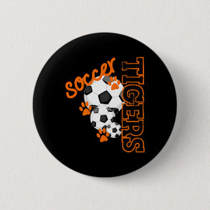Tijgers Voetbal Bal Voetbal Mascotte Pootafdrukken Ronde Button 5,7 Cm