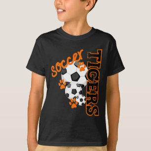 Tijgers Voetbal Bal Voetbal Mascotte Pootafdrukken T-shirt