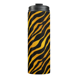 Tijgerstrepen Dierenprint, Amber en Zwart Thermosbeker