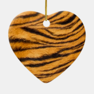 Tijgerstrepen Vacht Zwart en Oranje Personaliseer Keramisch Ornament
