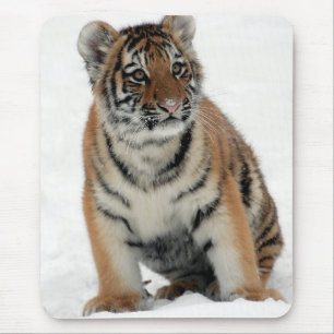 Tijgerwelp in de Sneeuw Foto Muismat