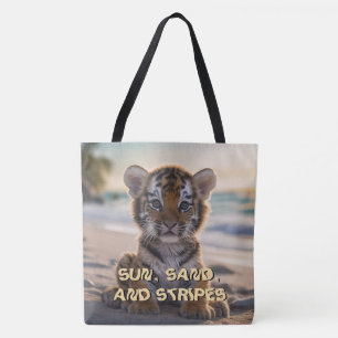 Tijgerwelp "ZON, ZAND, EN STREPEN" Strandtas Draagtas
