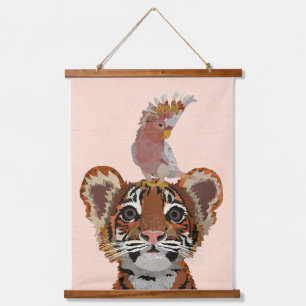 TIJGERWELPJE & KAKETOE HANGEND WANDKLEED