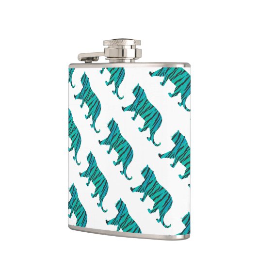 Tijgerzwart en Blauwgroen Silhouettes Heupfles (Links)