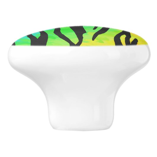 Tijgerzwart en regenboogdruk keramische knop (Zijkant)