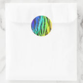 Tijgerzwart en regenboogdruk ronde sticker (Tas)