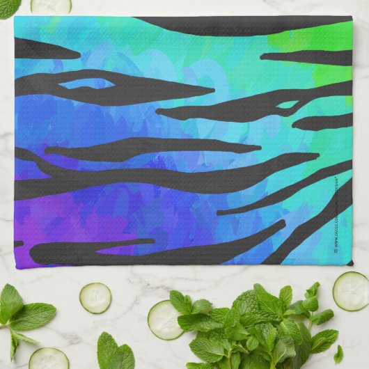 Tijgerzwart en regenboogdruk theedoek (Gevouwen)