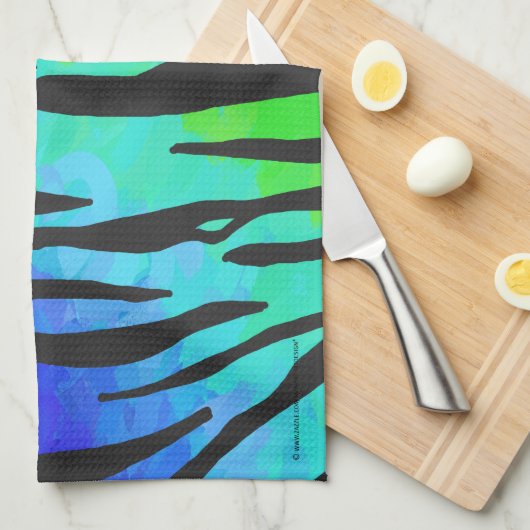 Tijgerzwart en regenboogdruk theedoek (Quarter Fold)