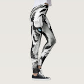 Tijgerzwarte en witte blauwe ogen leggings (Rechts)