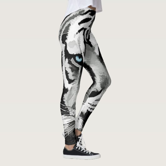Tijgerzwarte en witte blauwe ogen leggings (Rechts)