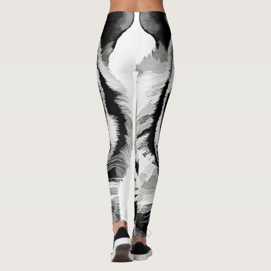 Tijgerzwarte en witte blauwe ogen leggings (Achterkant)