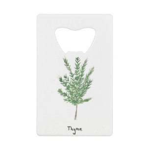 Tijmkruiden groene botanische vintage tuinkruiden kredietkaart flessenopener
