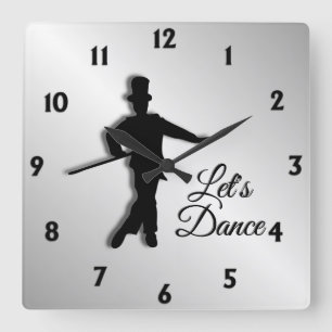 Tik Dancer Let's Dance Twelve Numbers Vierkante Klok