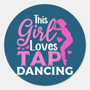 Tik dansstang Dit meisje houdt van tappen dansen Ronde Sticker