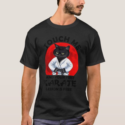 Tik me aan en je eerste stuiver is gratis kat t-shirt (Voorkant)