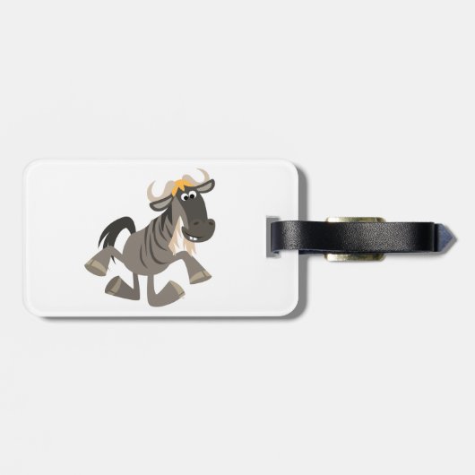 Tik met Cartoon om Wildebeest Bagagelabel te danse (Achterkant horizontaal)