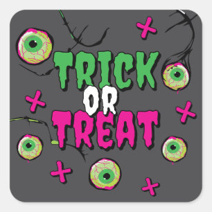 Tik of trakteer! Enge Schattigee Funky Spooky Zomb Vierkante Sticker