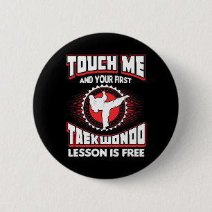 Tik op mij en je eerste Taekwondo-leson is gratis  Ronde Button 5,7 Cm