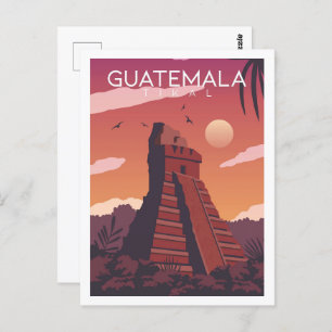 Tikal Guatemala Beroemde Reisplaats Illustratie Briefkaart