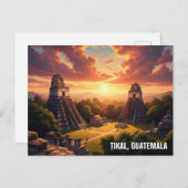 Tikal Guatemala Sunset Briefkaart (Voorkant / Achterkant)
