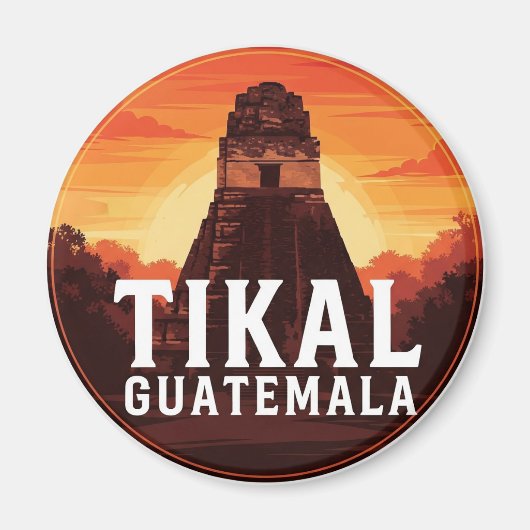 Tikal Guatemala Sunset Travel Magneet (Voorkant)