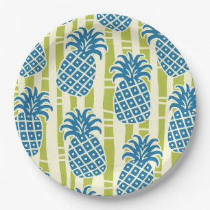 Tiki Ananas Bamboe Strepen Patroon Papieren Bordje