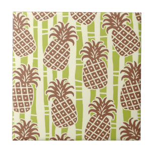 Tiki Ananas Bamboe Strepen Patroon Tegeltje