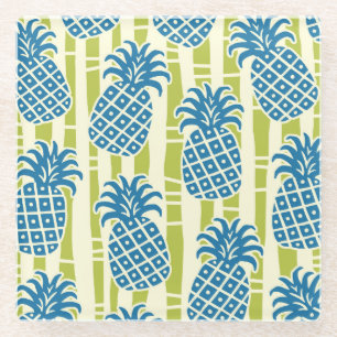 Tiki Ananas Bamboestrepen Patroon Glazen Onderzetter