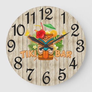 Tiki Bar Beige Acrylate Wandklok Grote Klok
