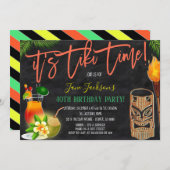 Tiki Bar Birthday Party Invitation Kaart (Voorkant / Achterkant)
