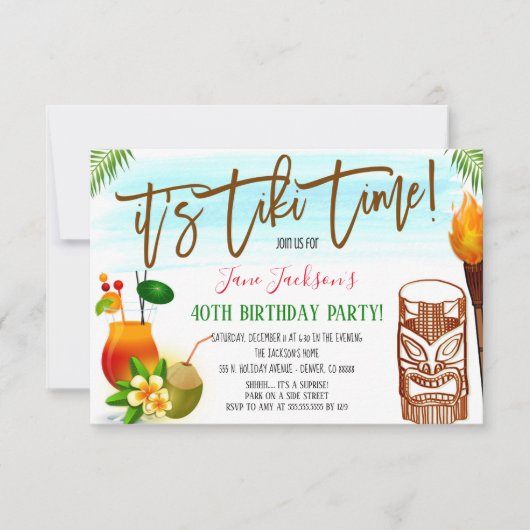Tiki Bar Invitation de fête d'anniversaire (Devant)