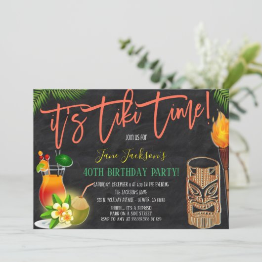 Tiki Bar Invitation de fête d'anniversaire (Debout devant)
