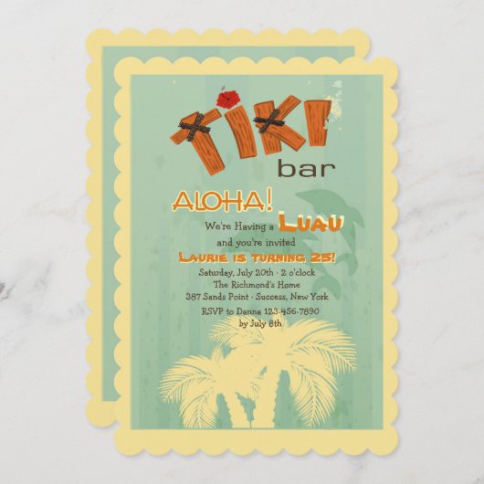 Tiki Bar met uitnodiging tot dolfijnen (Voorkant / Achterkant)