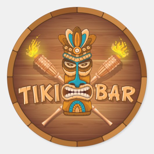 Tiki Bar Ronde Sticker (Voorkant)