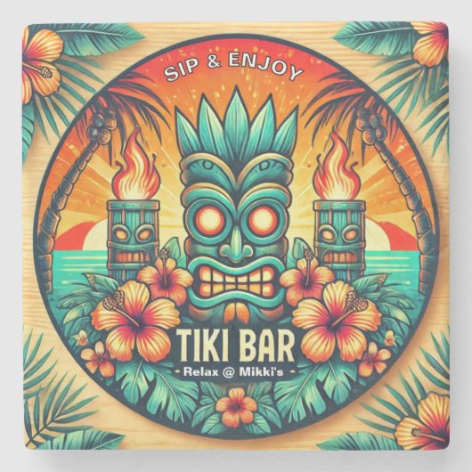 Tiki Bar Stone Onderzetter (Voorkant)