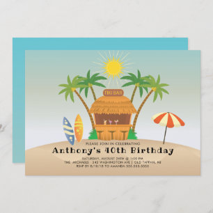 Tiki Bar Summer Birthday Party Kaart