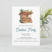 Tiki Bar Tropisch Cocktailfeest Tuin Zomer Kaart (Staand voorkant)