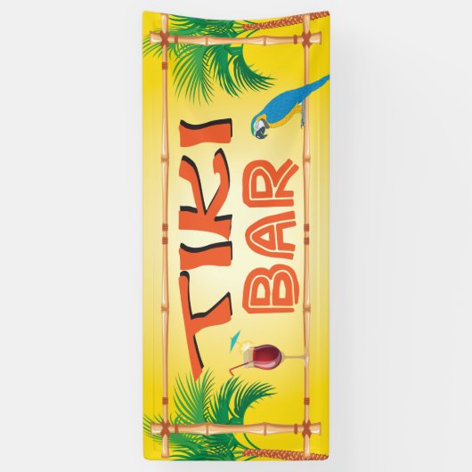 Tiki Bar tropisch strandfeest Spandoek (Verticaal)