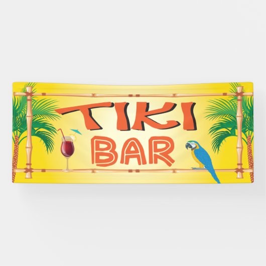 Tiki Bar tropisch strandfeest Spandoek (Horizontaal)