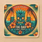 Tiki Bar Tropische Drinken Party Decor - Vierkante Kartonnen Onderzetter