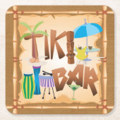 Tiki Bar Vierkante Kartonnen Onderzetter (Voorkant)