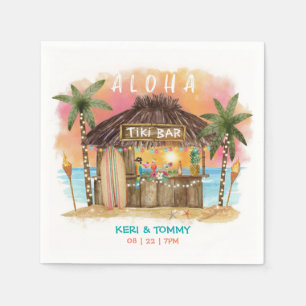 Tiki Beach Bar   Surf en Zee van tropische zonnest Servet