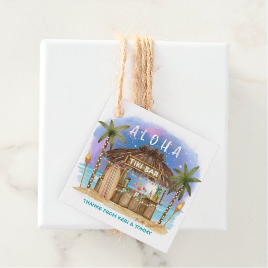 Tiki Beach Bar Tropisch Surf & Zee Bedankt Bedankjes Labels (In situ)