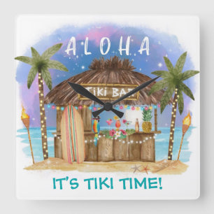 Tiki Beach Bar Tropische Decoratie Vierkante Klok