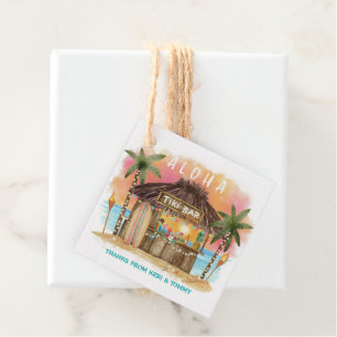 Tiki Beach Bar   Tropische Zonsondergang Surf & Ze Bedankjes Labels