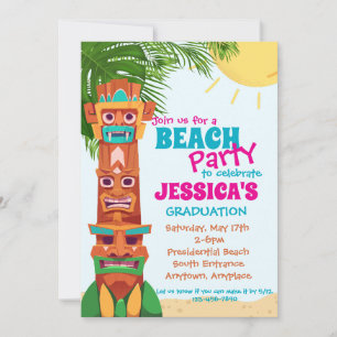 Tiki Beach Party Afstuderen Uitnodiging
