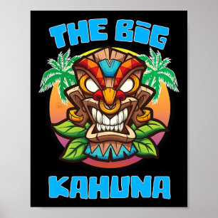 Tiki Big Kahuna Grappige Hawaiiaanse Vaderdag Vaka Poster