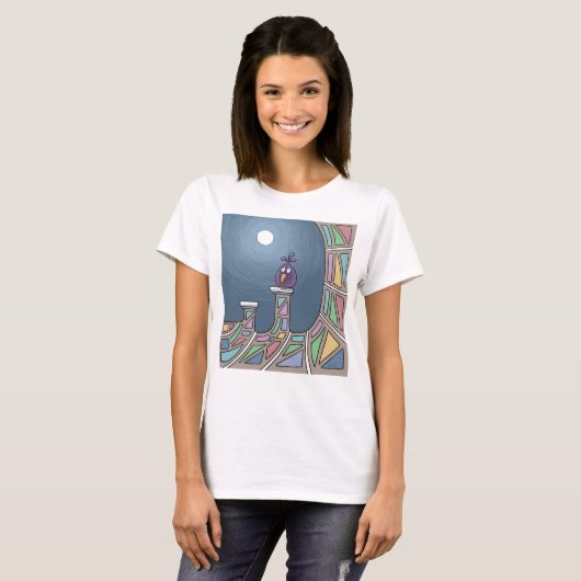 Tiki Bird pourpre avec T-shirt pleine lune (Devant entier)